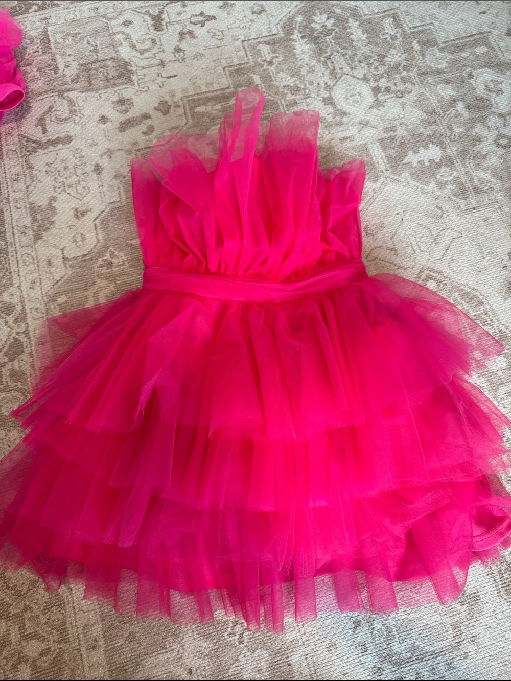 Missguided + Neon Hot Pink Layered Tulle Party Dress